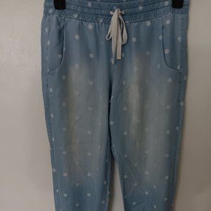 Anthropologie Bella Dahl Women's Sky Blue Pull On Tapered Leg Jogger Pants S/M